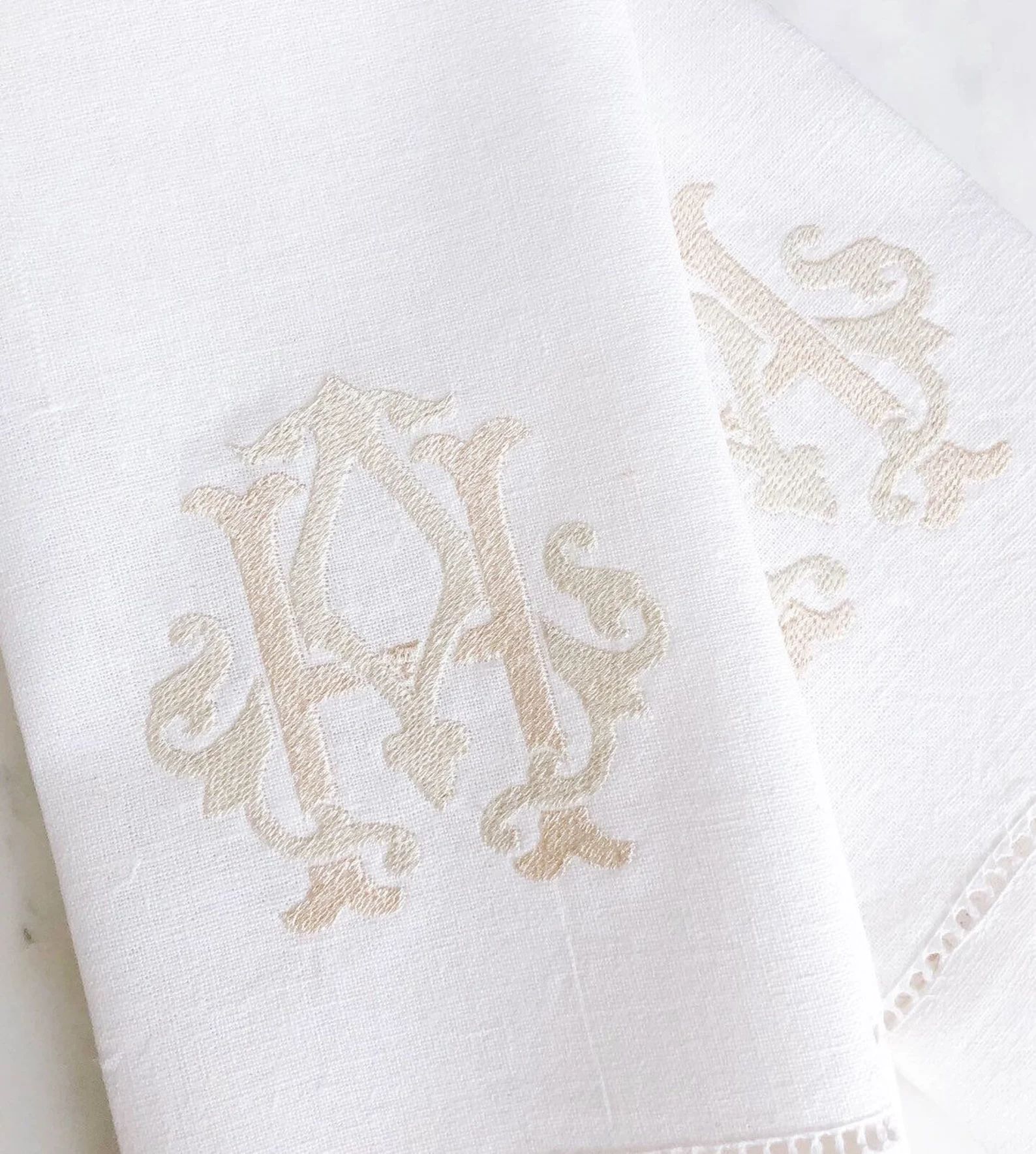 2-letter Monogrammed Linen Tea Towel / Guest Towel | Etsy (US)
