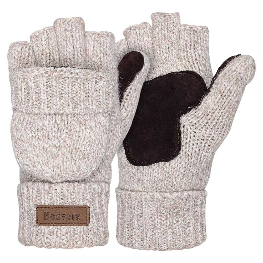 Thermal Insulation Fingerless Texting Wool Gloves for Women and Men Winter Warm Knitted Convertib... | Amazon (US)
