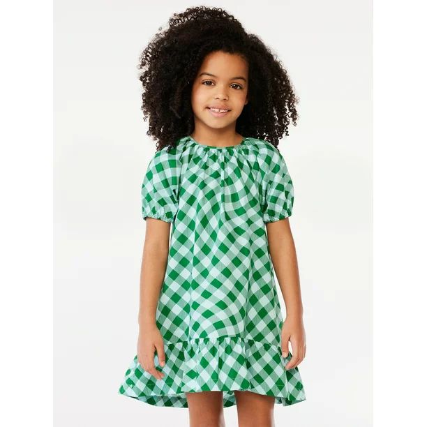 Scoop Girls Puff Sleeve A-Line Ruffle Dress, Sizes 4-12 | Walmart (US)