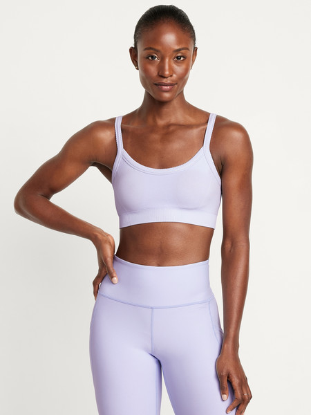 Light Support Fluid Seamless Ribbed Sports Bra | Old Navy (US)