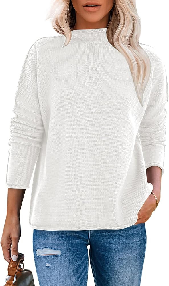 ANRABESS Women Casual Long Sleeve Mock Funnel Neck Knit Pullover Sweater Top 2024 Fall Fashion Ou... | Amazon (US)