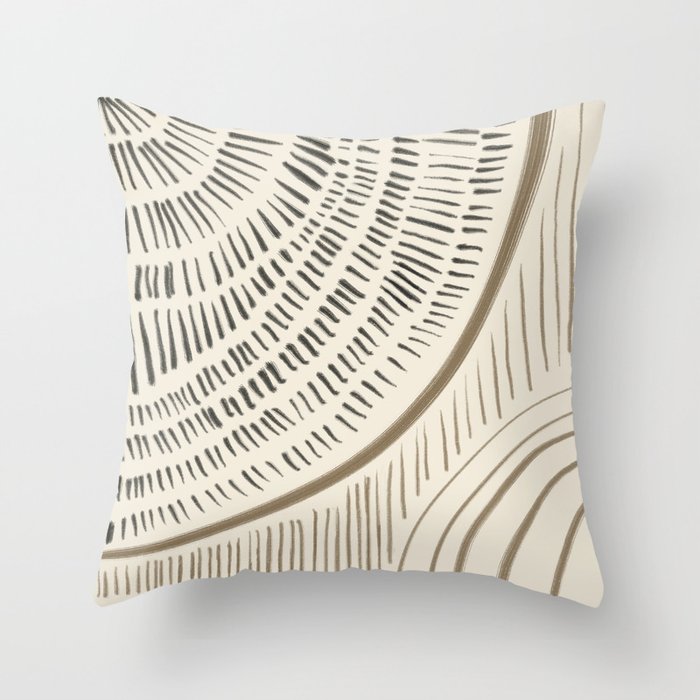 Radial Lines in Tan and Black Throw Pillow | Society6