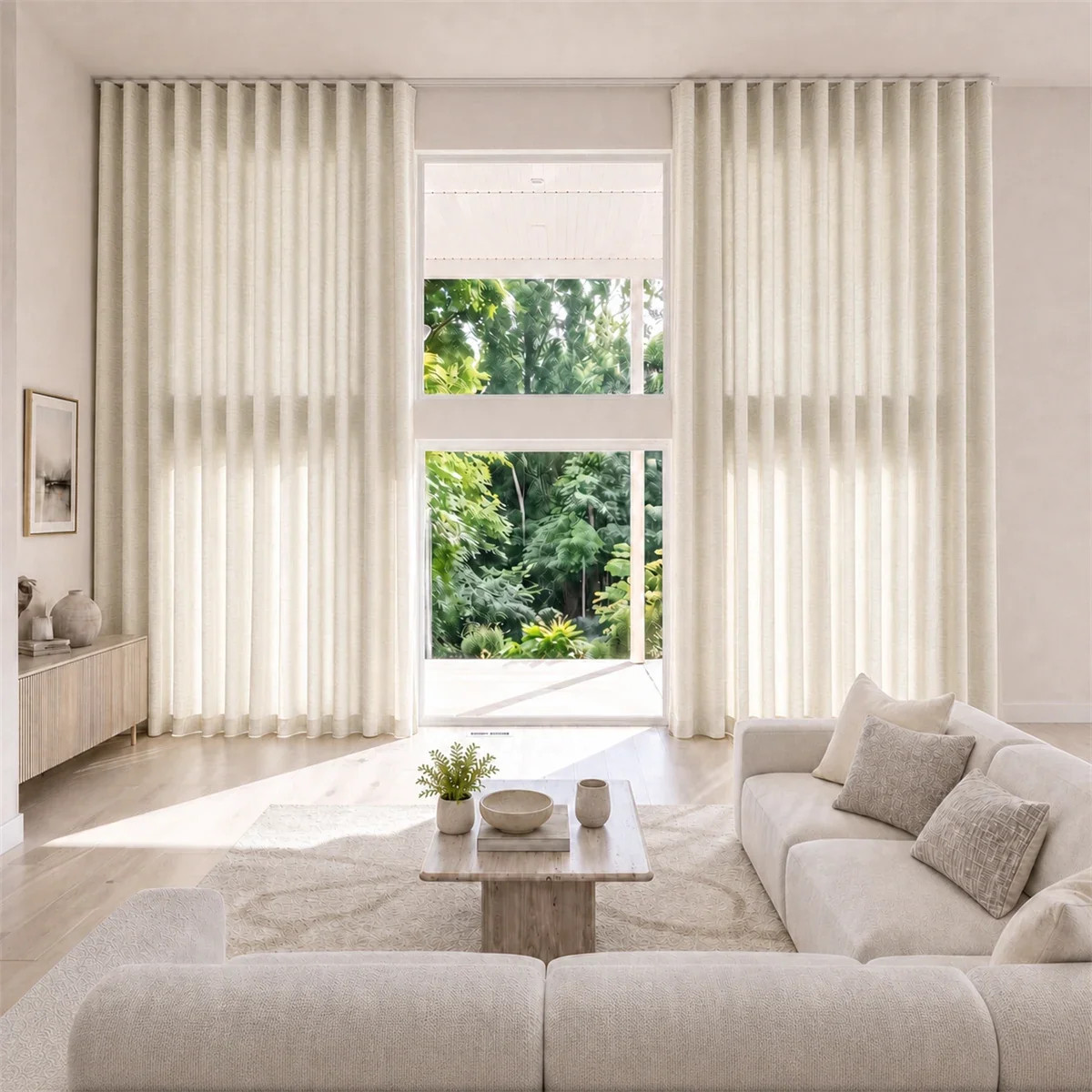 Jawara Linen Cotton Ripple Fold Curtain with Belt Hook - Leo Track | TWOPAGES
