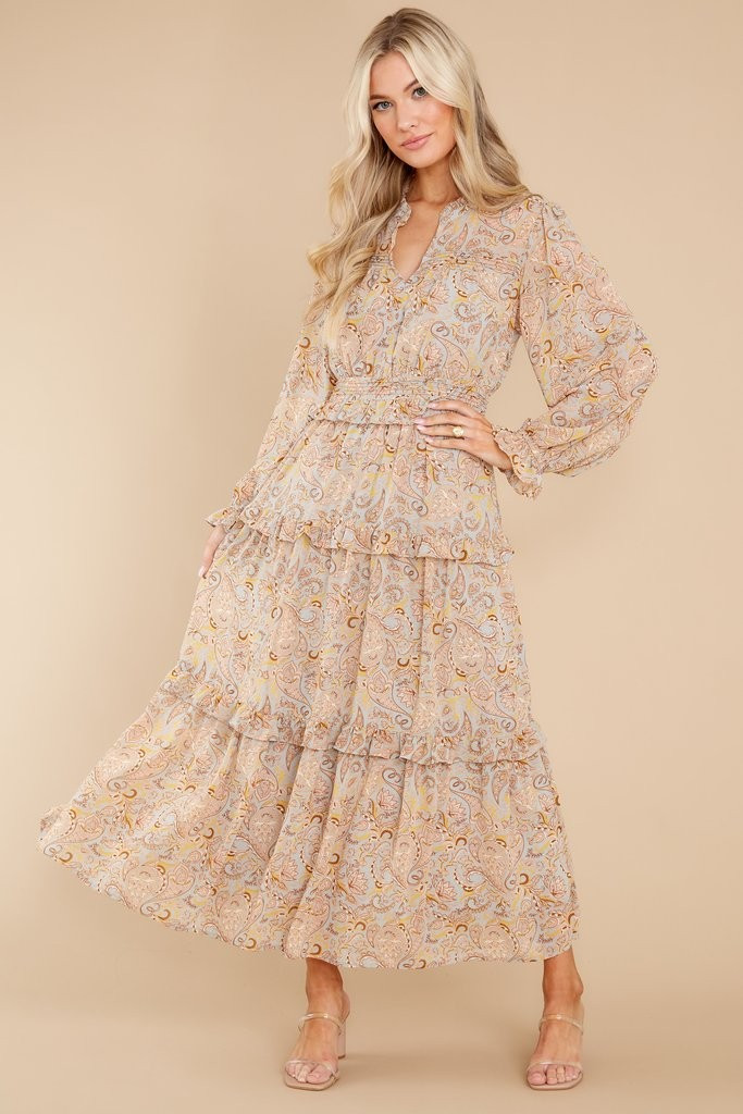 From The Willows Dusty Mint And Natural Print Maxi Dress | Red Dress 