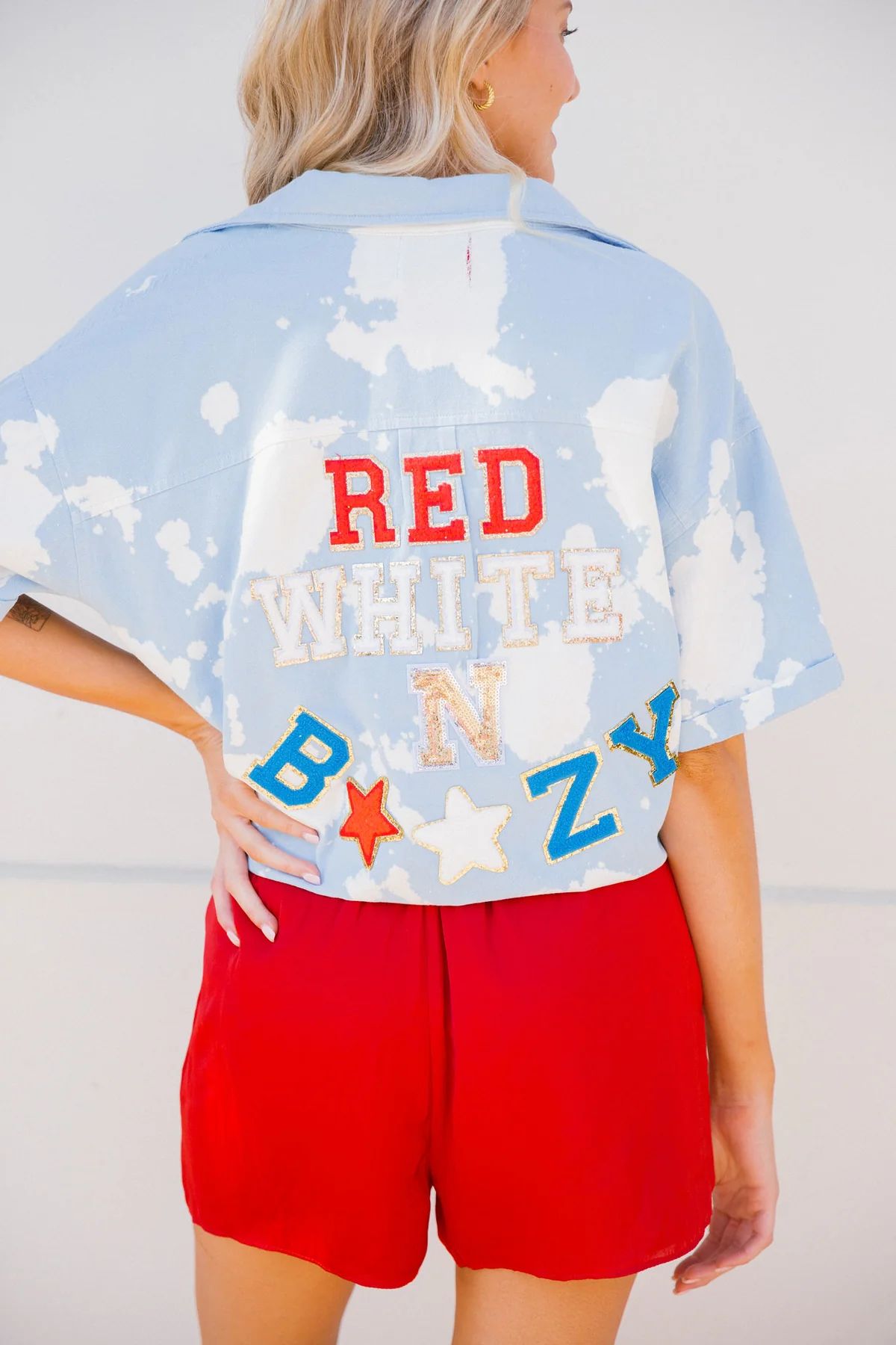 RED WHITE AND BOOZY BUTTON DOWN SHIRT | Judith March