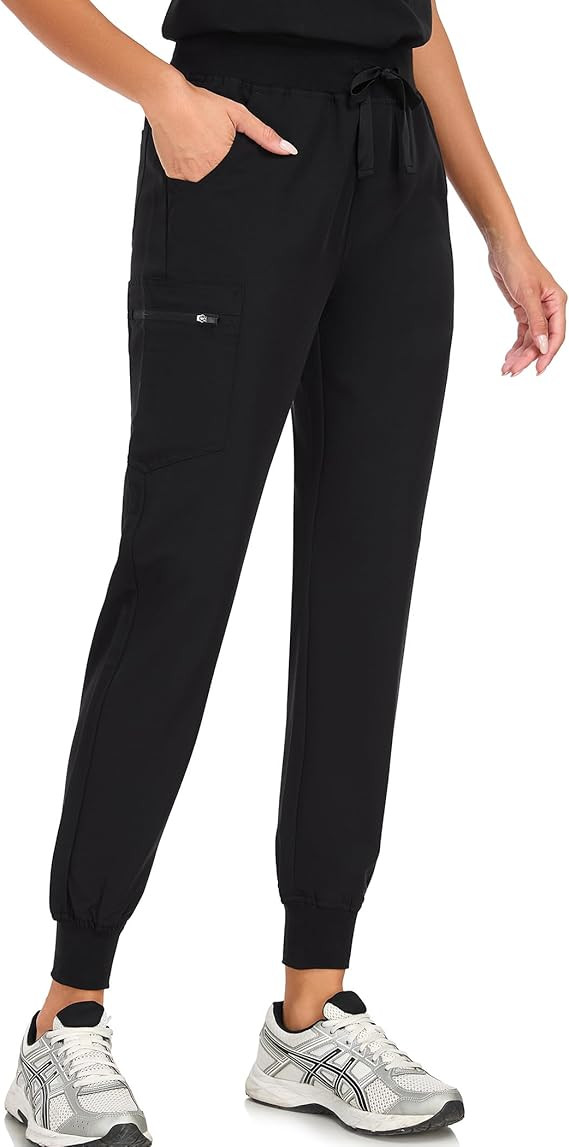 Scrub Pants for Women Four Way Stretch Yoga Joggers High Rise Zipper Cargo Pants with 5 Pockets | Amazon (US)