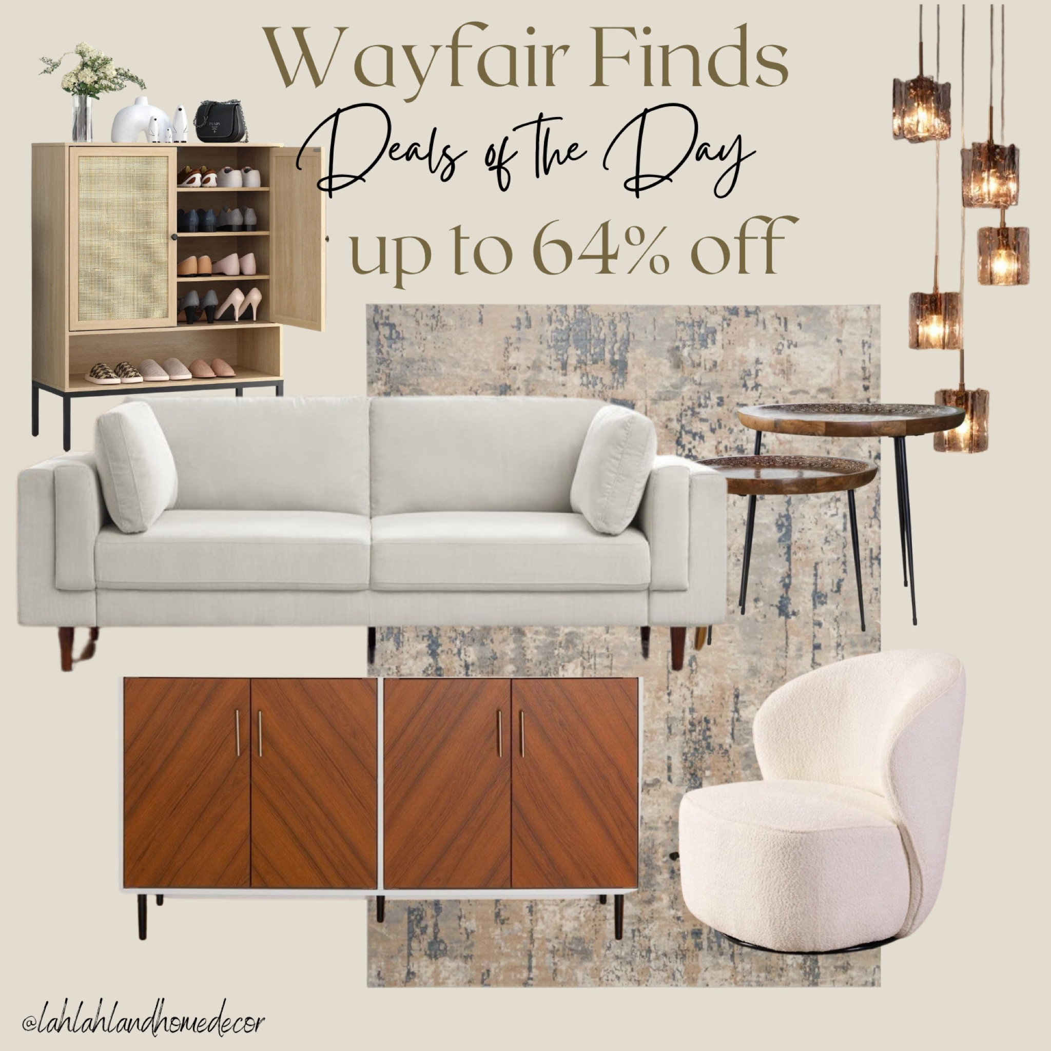 Deals of the day on home furnishings! @wayfair #wayfair accent chair | neutral decor | lighting | sofa | couch | shoe storage | accent rug | console | sideboard cabinet 

#LTKHome #LTKFindsUnder100 #LTKSaleAlert