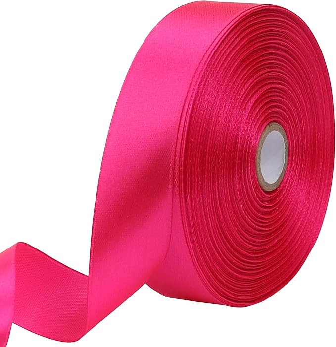 Hot Pink Solid Satin Ribbon 1 Inch 50 Yards Solid Polyester Fabric Ribbon for Gift Wrapping Weddi... | Amazon (US)