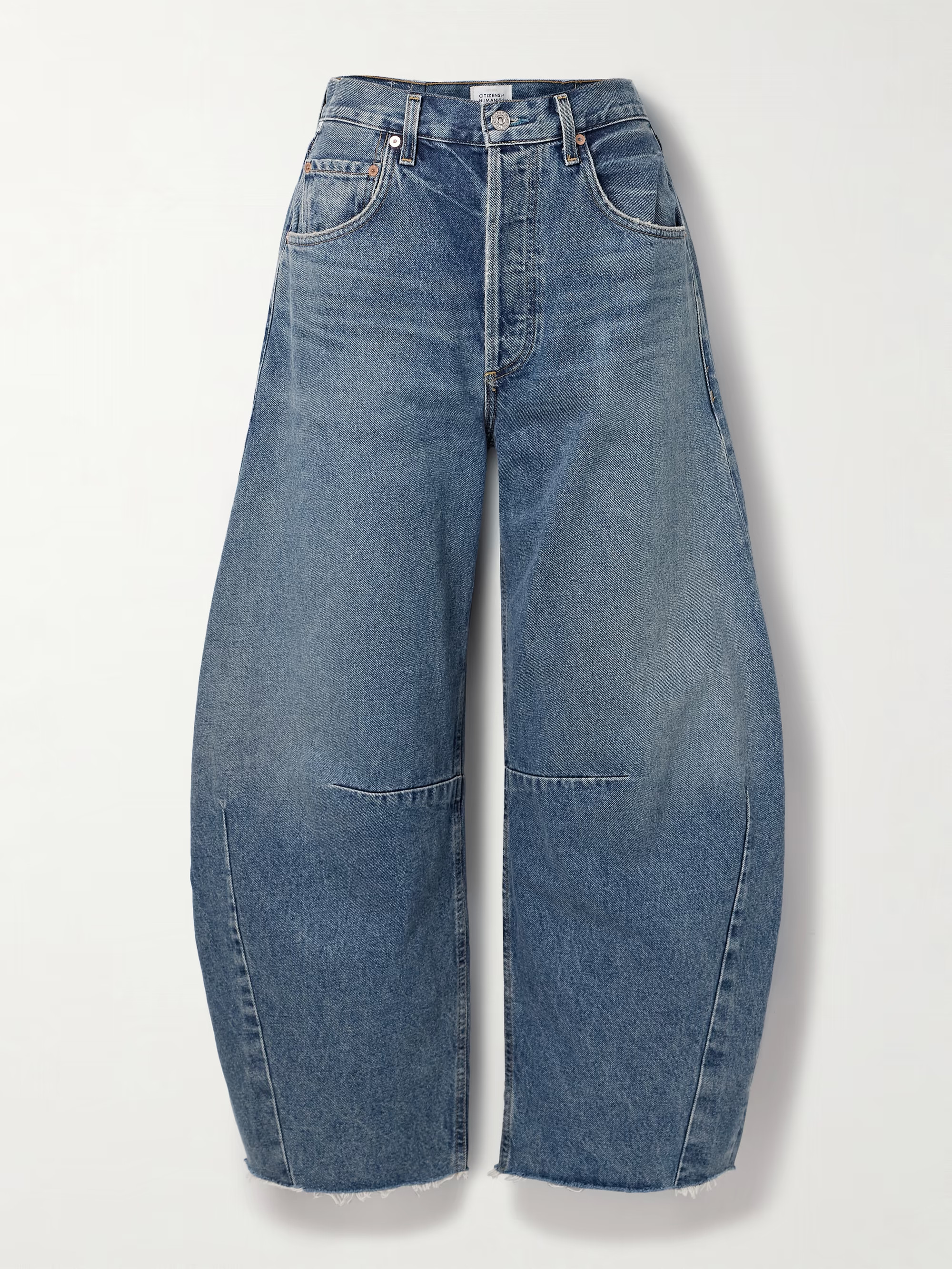 Horseshoe distressed mid-rise barrel-leg jeans | NET-A-PORTER (US)