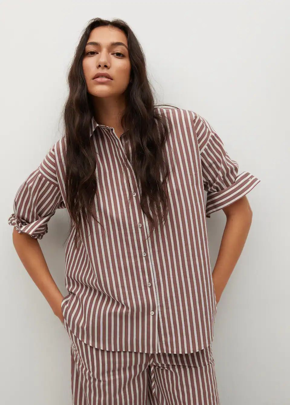 Striped cotton shirt | MANGO (US)