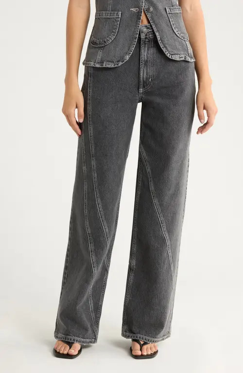 Rails Getty High Waist Twist Seam Wide Leg Jeans in Washed Charcoal at Nordstrom, Size 30 | Nordstrom