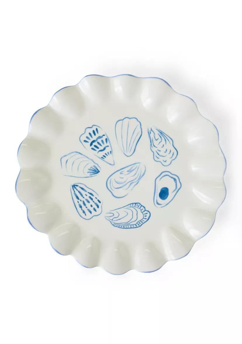 Blue Rim Scallop Oyster Platter | Belk