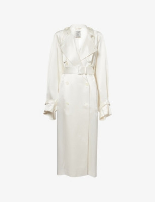Draped Longline Satin Trench Coat | Selfridges
