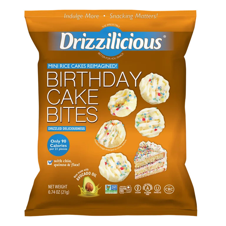 Drizzilicious Birthday Cake Mini Rice Cake Gluten Free Bites, 0.74 oz | Walmart (US)