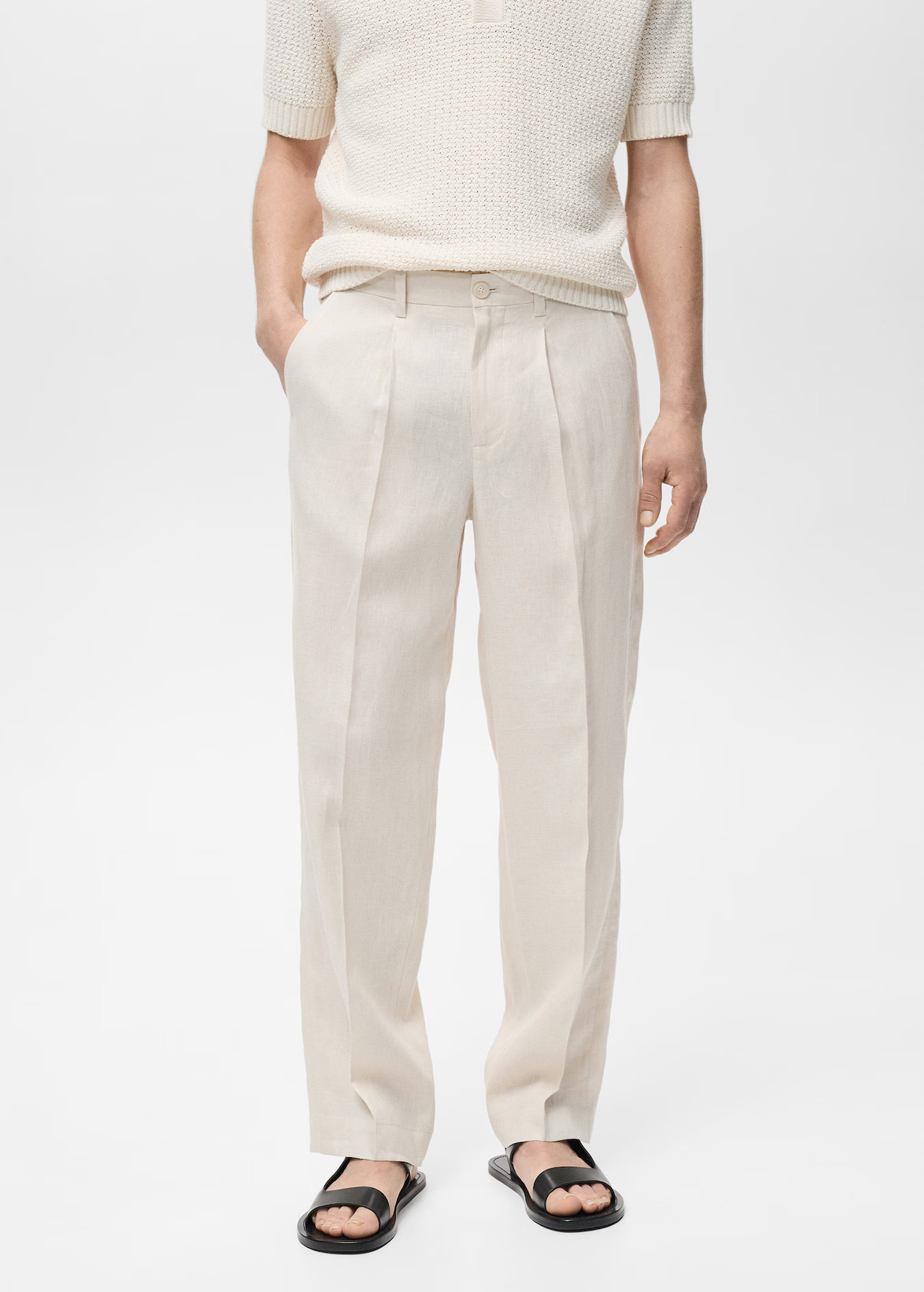 100% linen pleated pants - Men | MANGO USA | Mango (US/MX/AU)