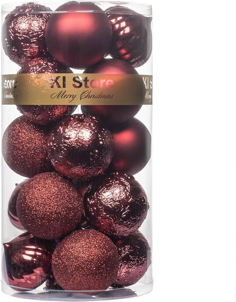 KI Store Burgundy Christmas Balls 20pcs 3.15-Inch Christmas Tree Decoration Ornaments for Xmas Tr... | Amazon (US)