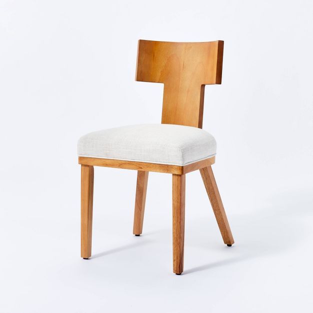 Salduro Sculptural Wood Dining Chair with Upholstered Seat Linen - Threshold&#8482; designed with... | Target