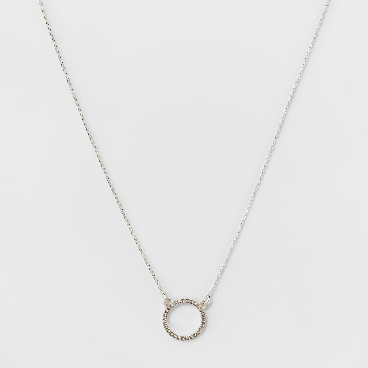 Pave Open Circle Short Pendant Necklace - A New Day™ Silver | Target