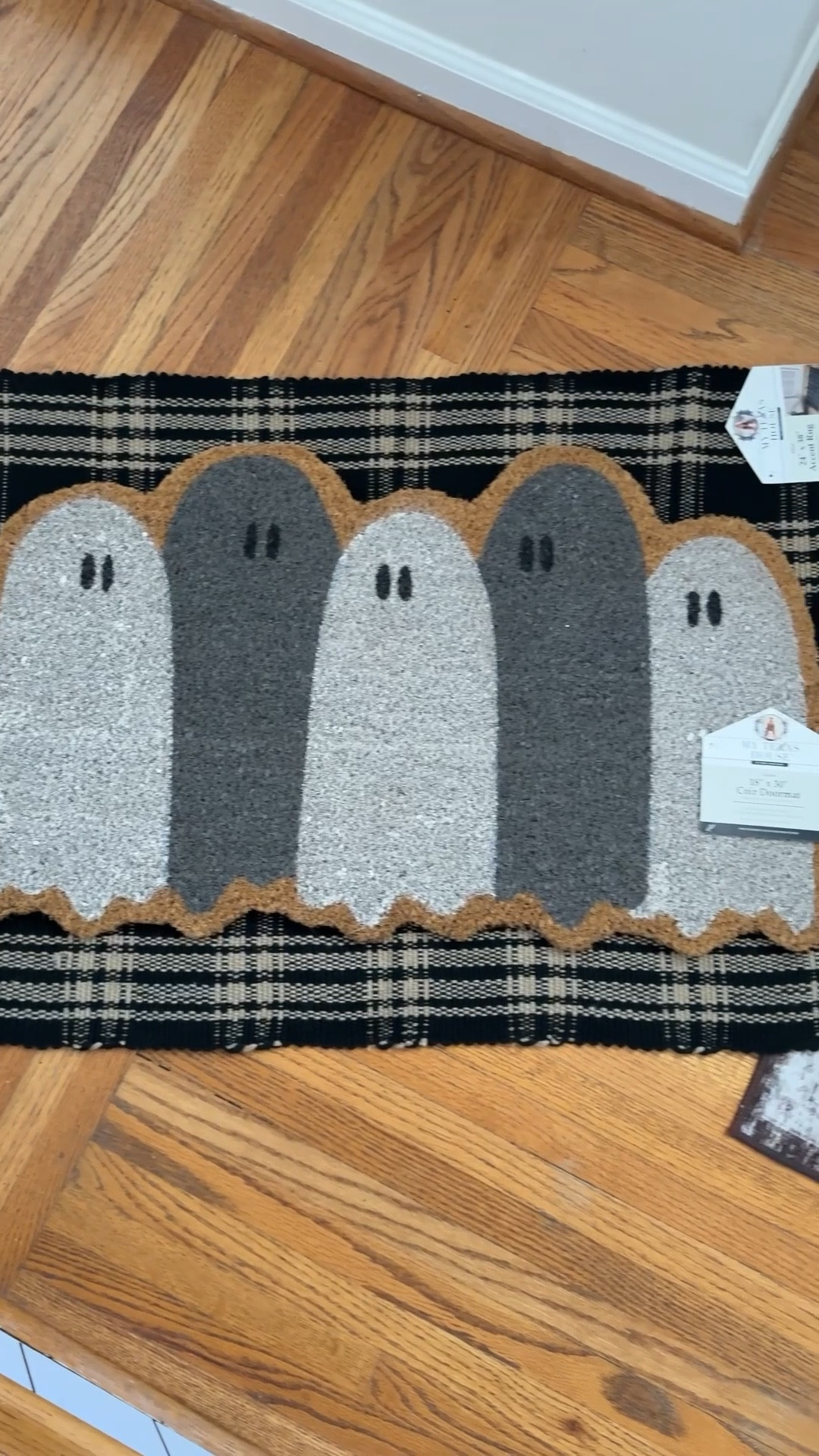 Layered doormats for Halloween 

Two sizes for single or double doors:
Coir may (2 sizes)
Layering rug (2 sizes)

