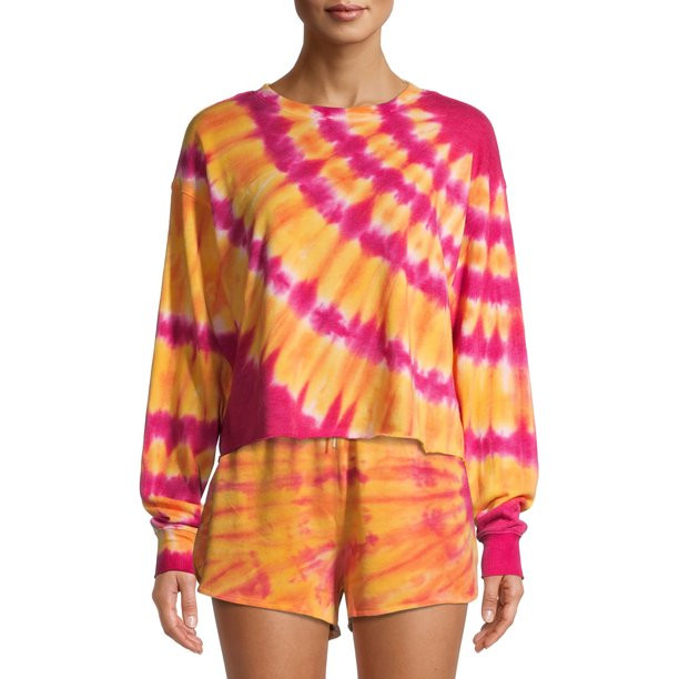 No Boundaries Juniors Cropped Tie Dye Sweatshirt | Walmart (US)