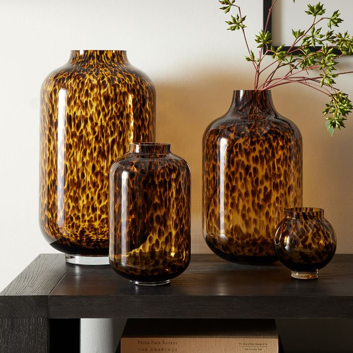 Mari Glass Vases - Tortoise | West Elm (US)