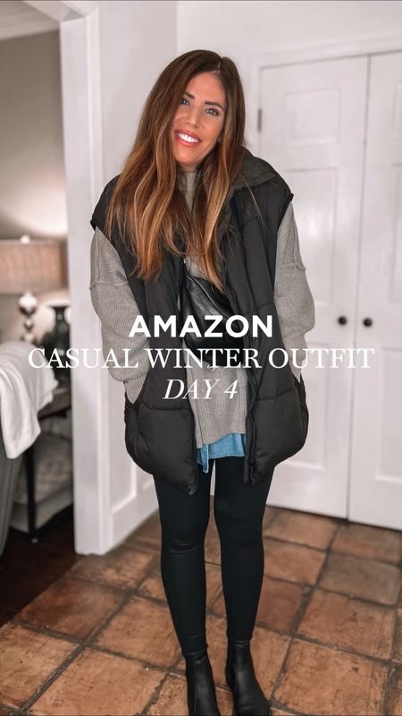 Amazon casual winter outfit: day 4

It is raining here all week and this is what I wore today. 
Amazon faux leather leggings  $32
Oversized chambray shirt / 30% off
Free people, easy street sweater 
(Amazon look for less is on sale for $42.99)

Oversized puffer vest 
Leather bum bag 
Doc Martens, Chelsea boots 
And a beanie for the rain 

#LTKfindsunder100 #LTKover40 #LTKstyletip