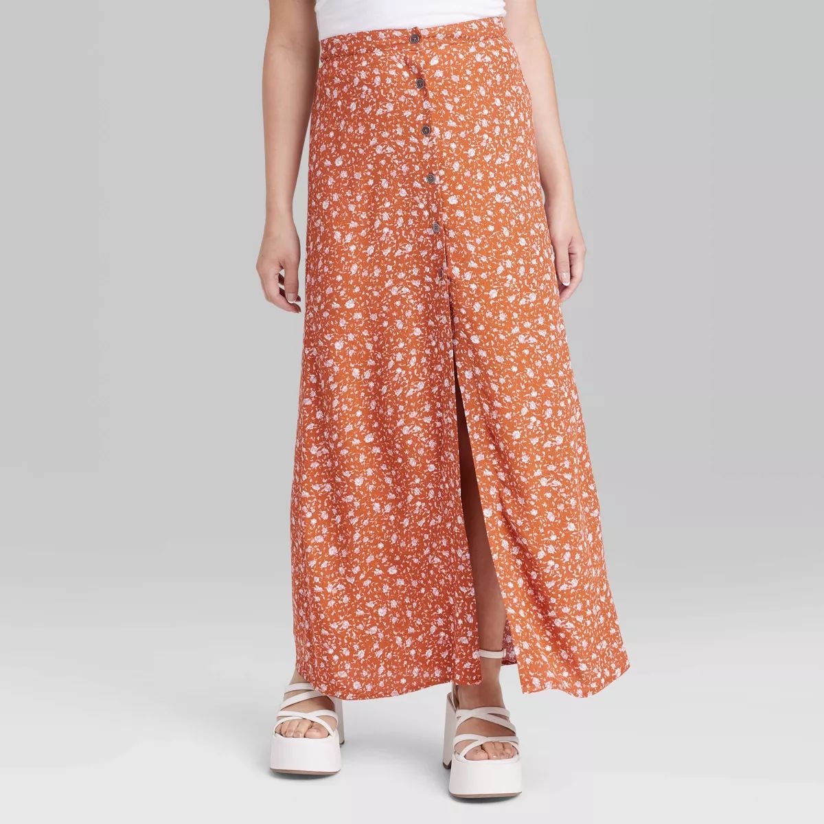Women's Button-Front Printed Midi Skirt - Wild Fable™ | Target