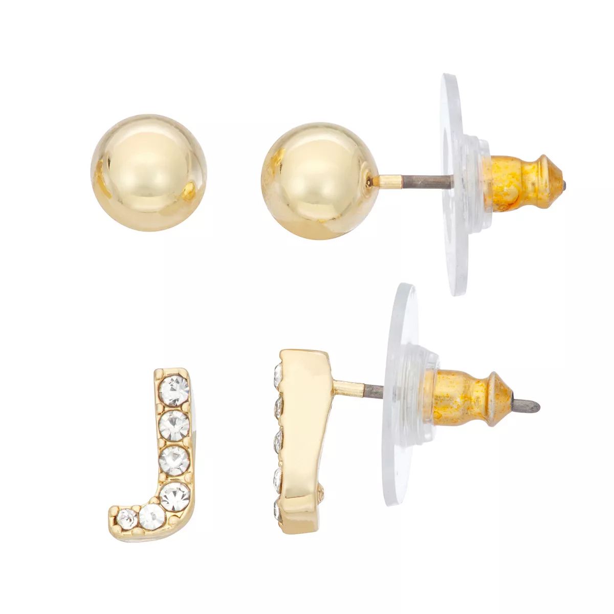 Nine West Gold Tone Small Stud Ball & Initial Earrings | Kohl's