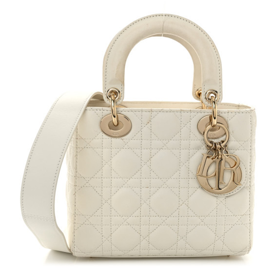 Lambskin Cannage Small My ABCDior Lady Dior White | FASHIONPHILE (US)