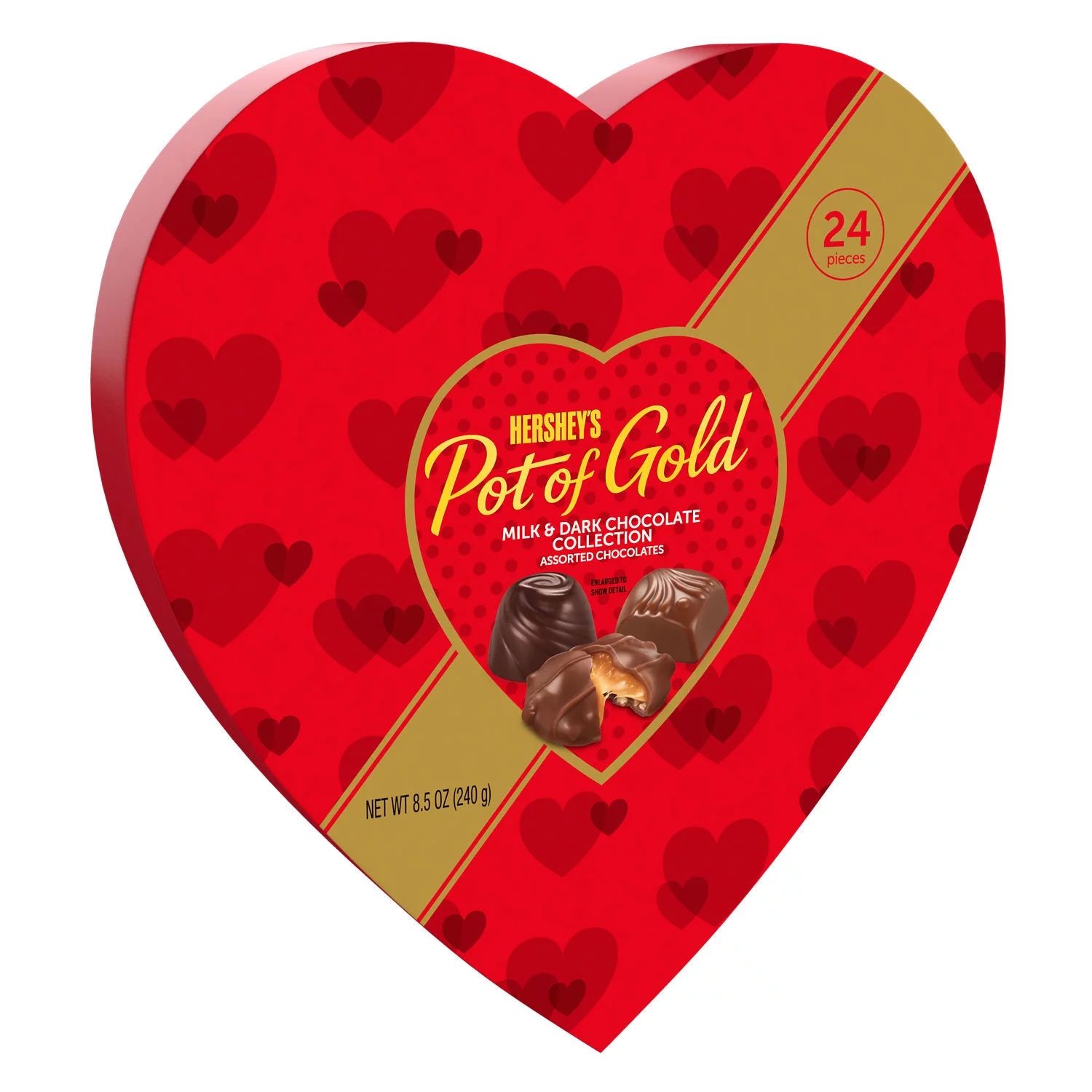 HERSHEY'S, POT OF GOLD Assorted Milk and Dark Chocolate Candy, Valentine's Day Gift, 8.5 oz, Hear... | Walmart (US)