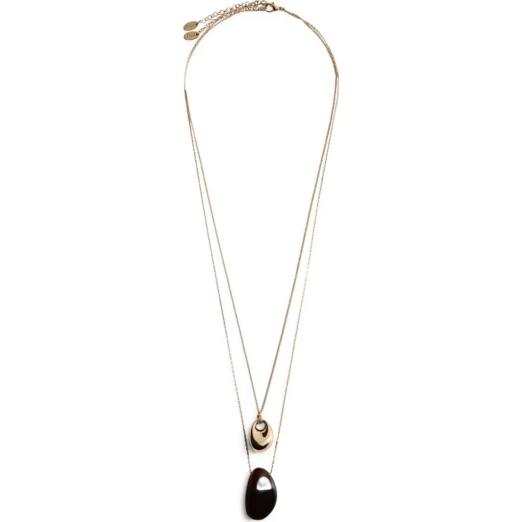 MANGO Double Pendant Necklace in Gold at Nordstrom | Nordstrom