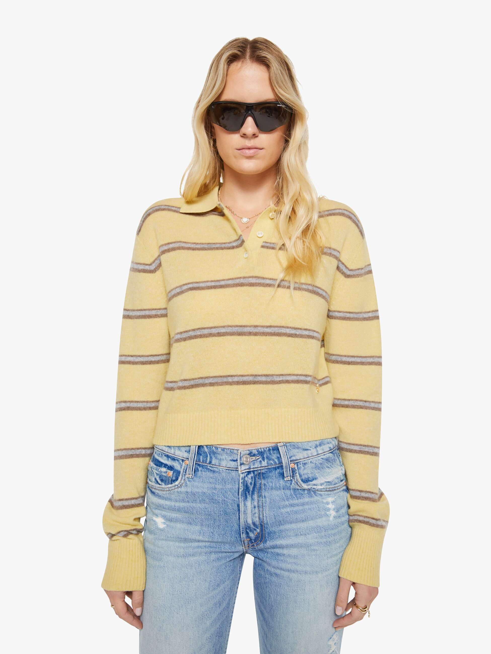 Eterne Barrett Sweater - Butter Stripe | Mother Denim