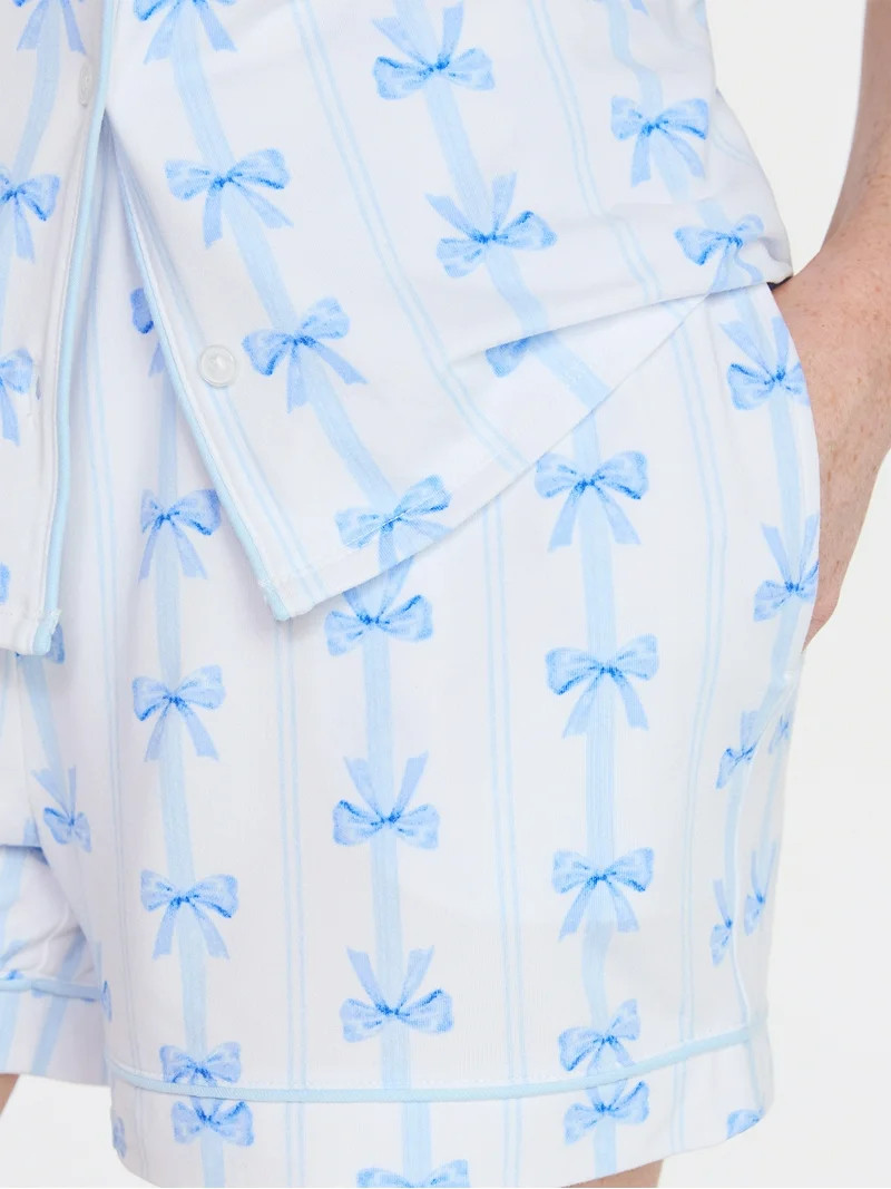 Joyspun Women’s Dreamy Soft Collection Bridal Short Sleeve Knit Notch Collar Top and Shorts Paj... | Walmart (US)