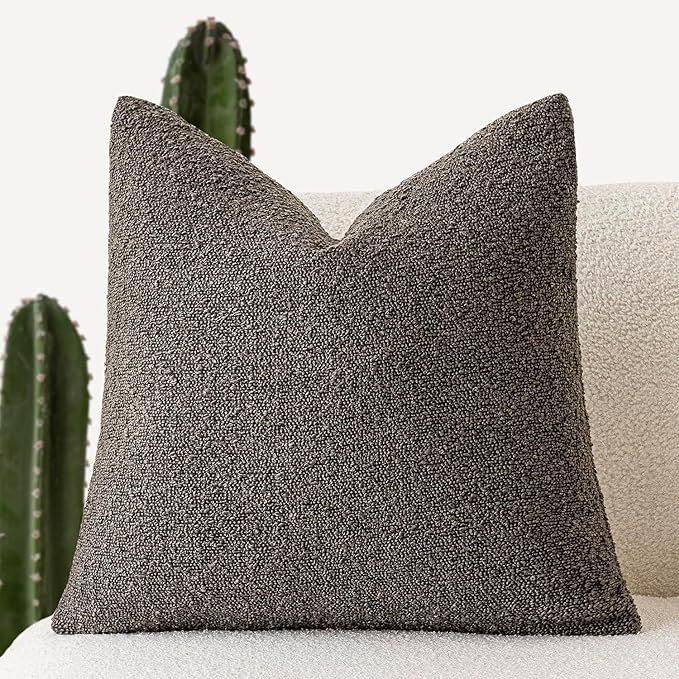 Foindtower Textured Boucle Throw Pillow Covers Accent Solid Pillow Cases Cozy Soft Decorative Cou... | Amazon (US)