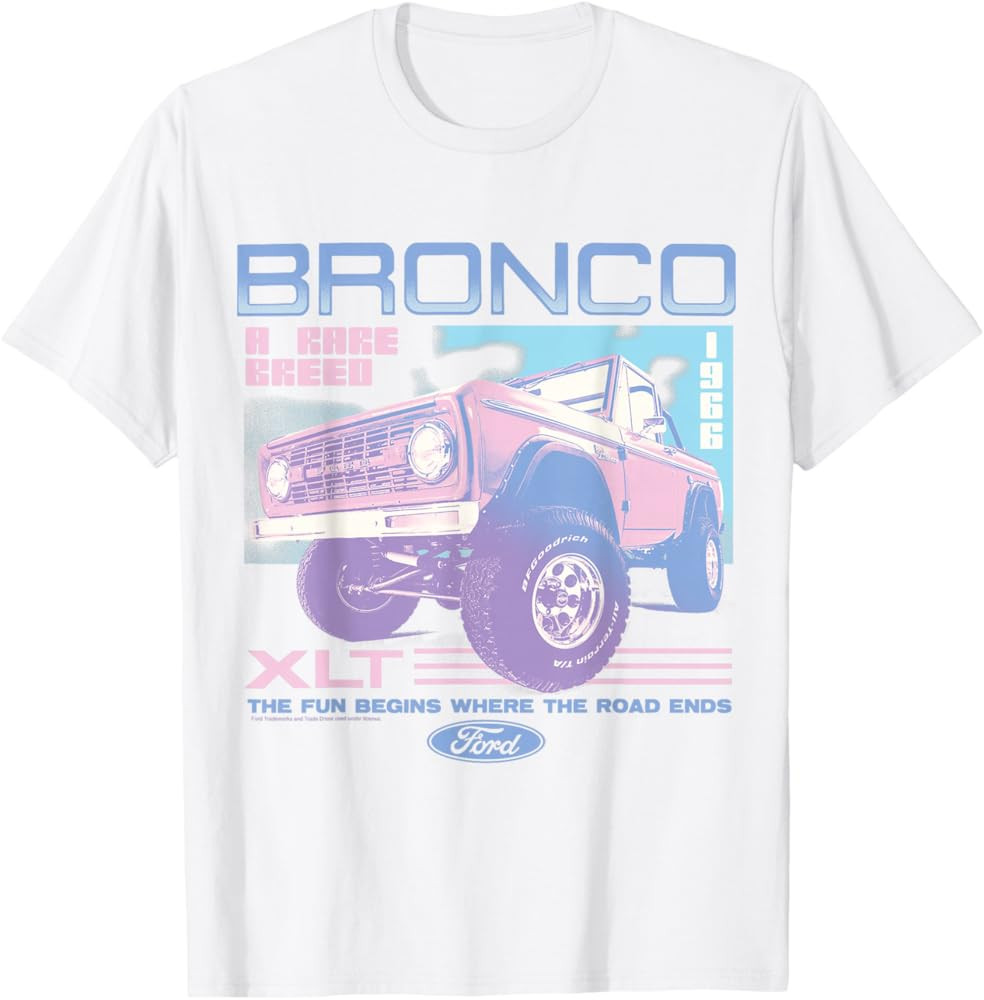 Ford - Pastel Bronco XLT Rare Breed Fun Begins 1966 T-Shirt | Amazon (US)