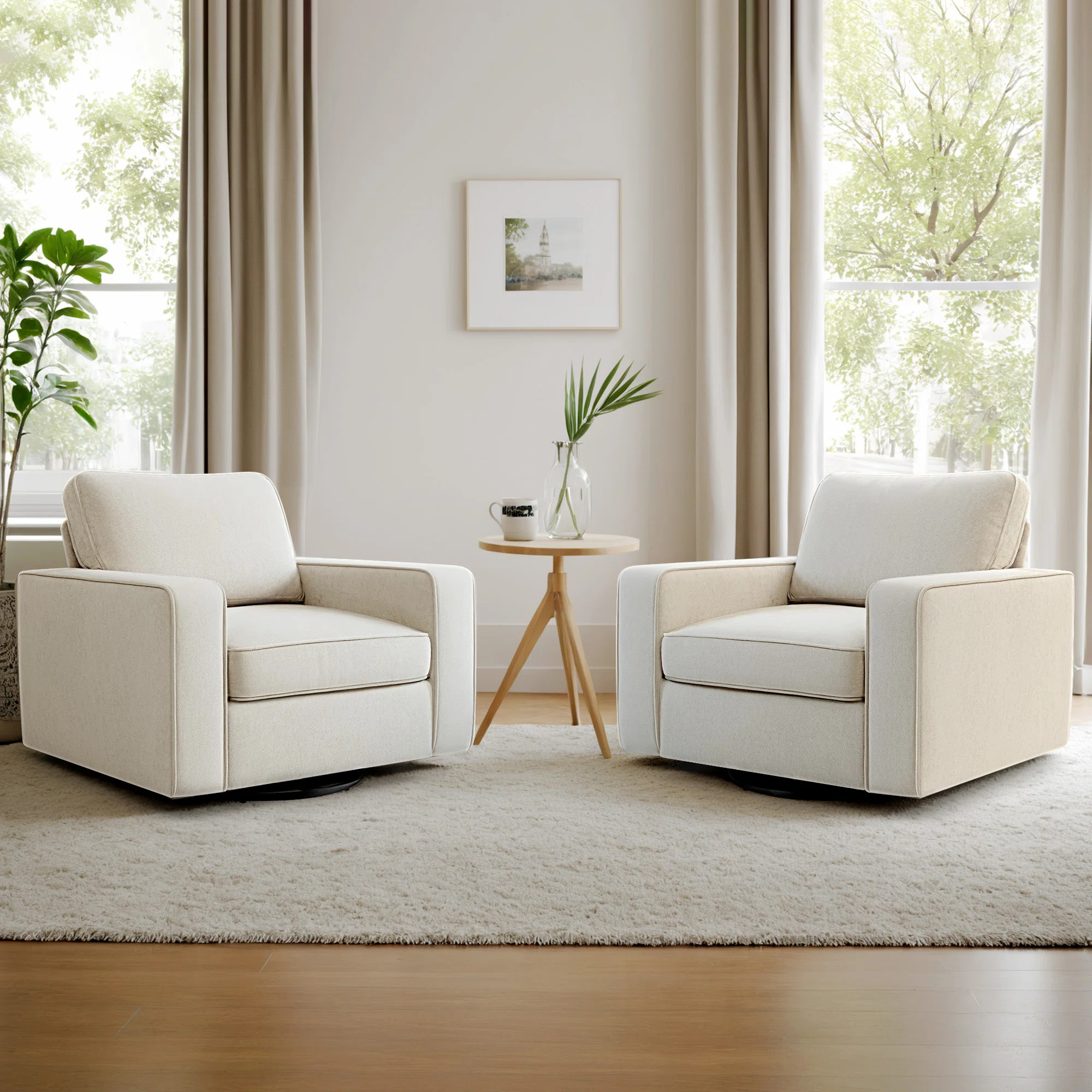 36.2" Wide Upholstered Swivel Accent Armchair (Set of 2) | Wayfair North America