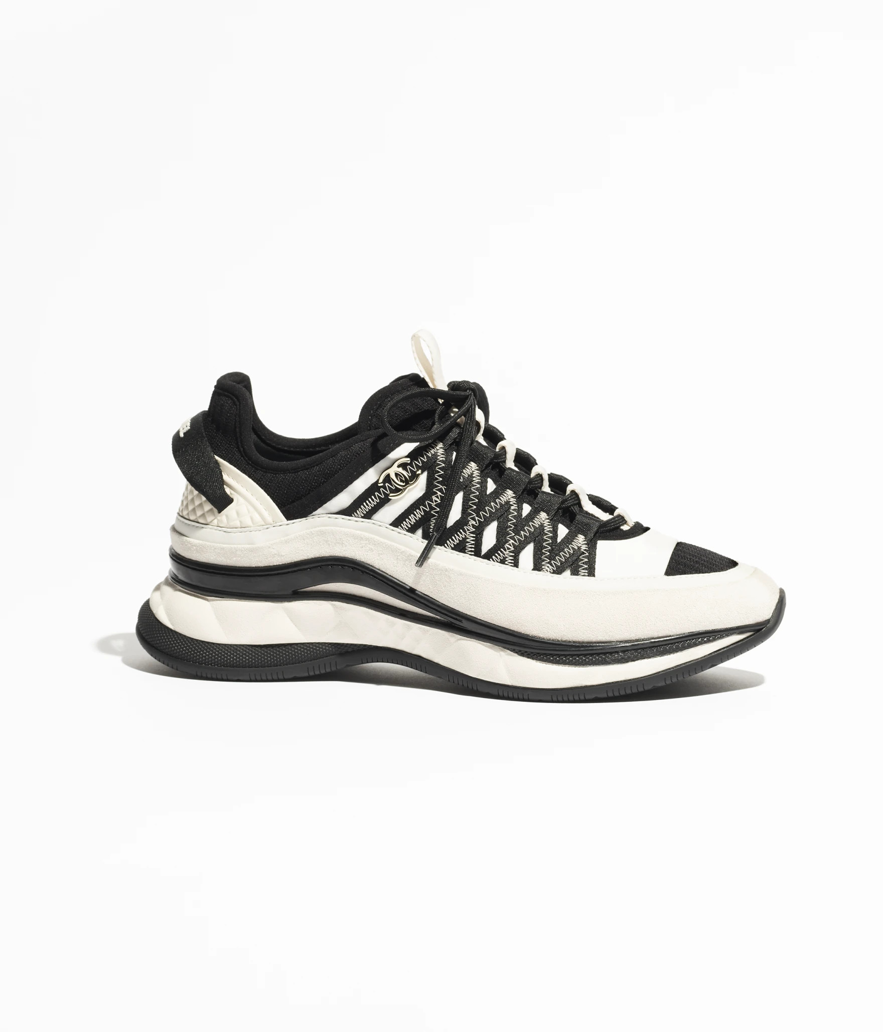 Sneakers - Fabric & suede calfskin, white & black — Fashion | CHANEL | Chanel, Inc. (US)