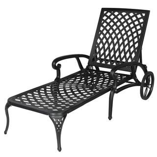 Karl home Single Black Aluminum Outdoor Adjustable Chaise Lounge 650418728777 - The Home Depot | The Home Depot