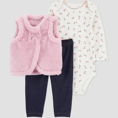 Carter's Just One You® Baby Girls' 3pc Vest and Leggings Set - Pink 18M | Target