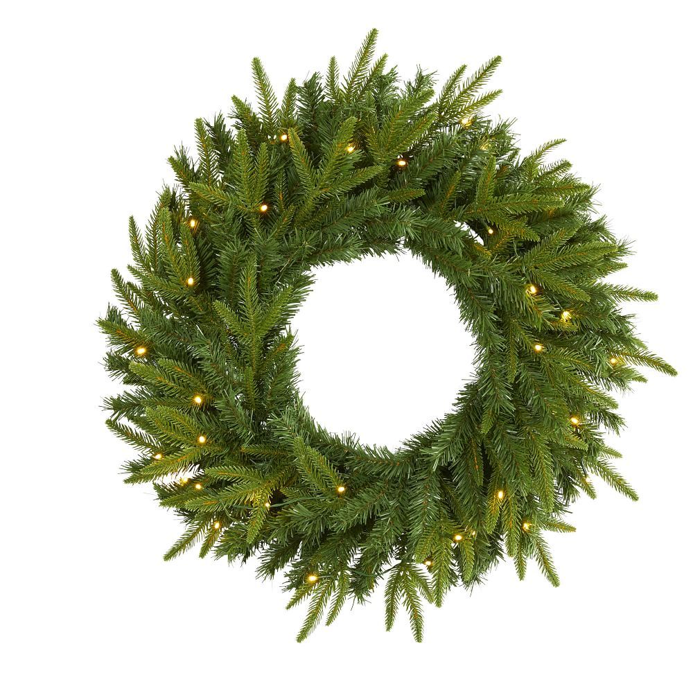Long Pine Christmas Wreath - LED Lights | West Elm (US)