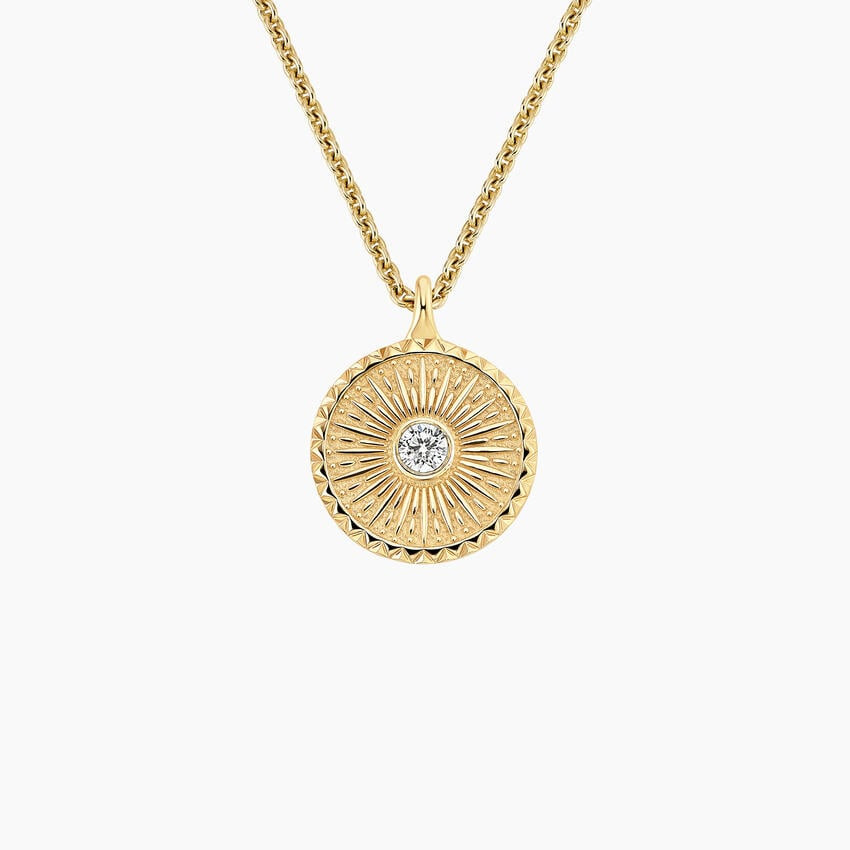 Mini Sun Lab Diamond Medallion in 14K Yellow Gold | Brilliant Earth