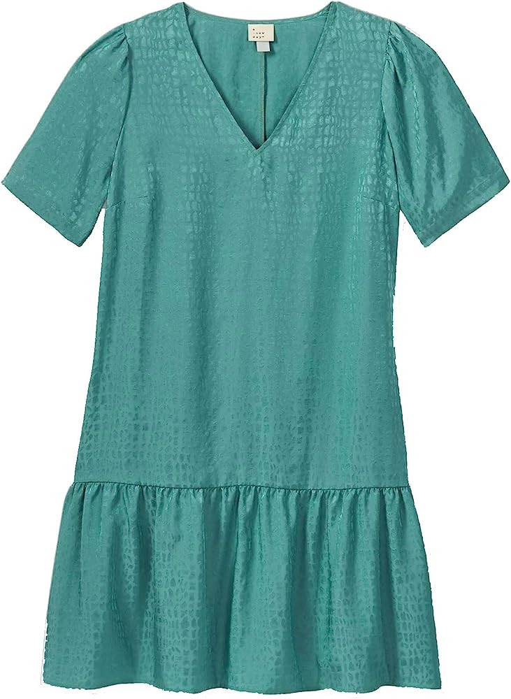 A New Day Women's Short Sleeve Ruffle Hem Dress - Teal - | Amazon (US)