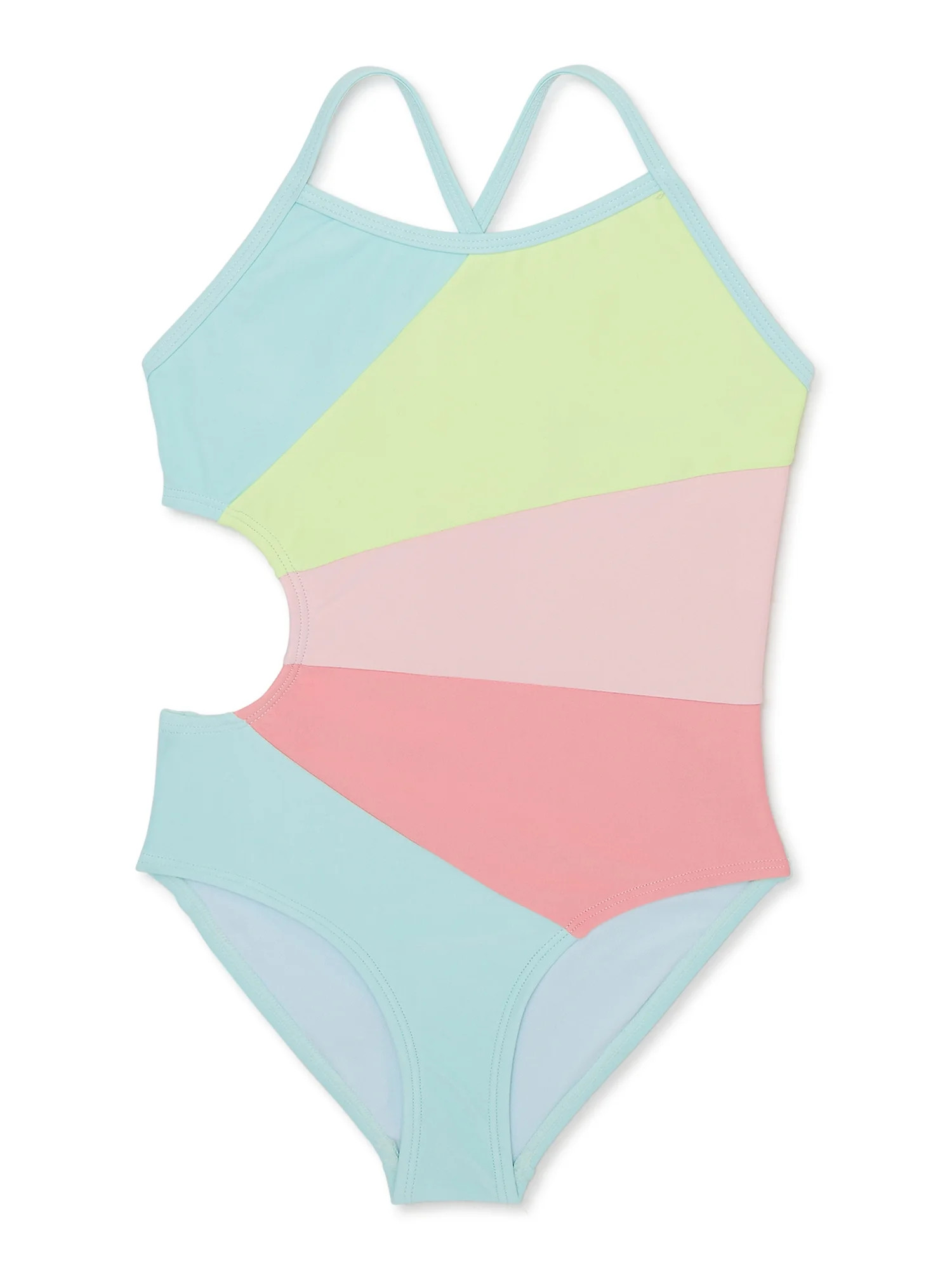 Freestyle Revolution Girls One-Piece Colorblocked Cut Out Swimsuit with UPF 50, Sizes 4-16 | Walmart (US)