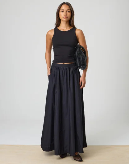 High Rise Cotton Gathered Maxi Skirt | Glassons (Australia)