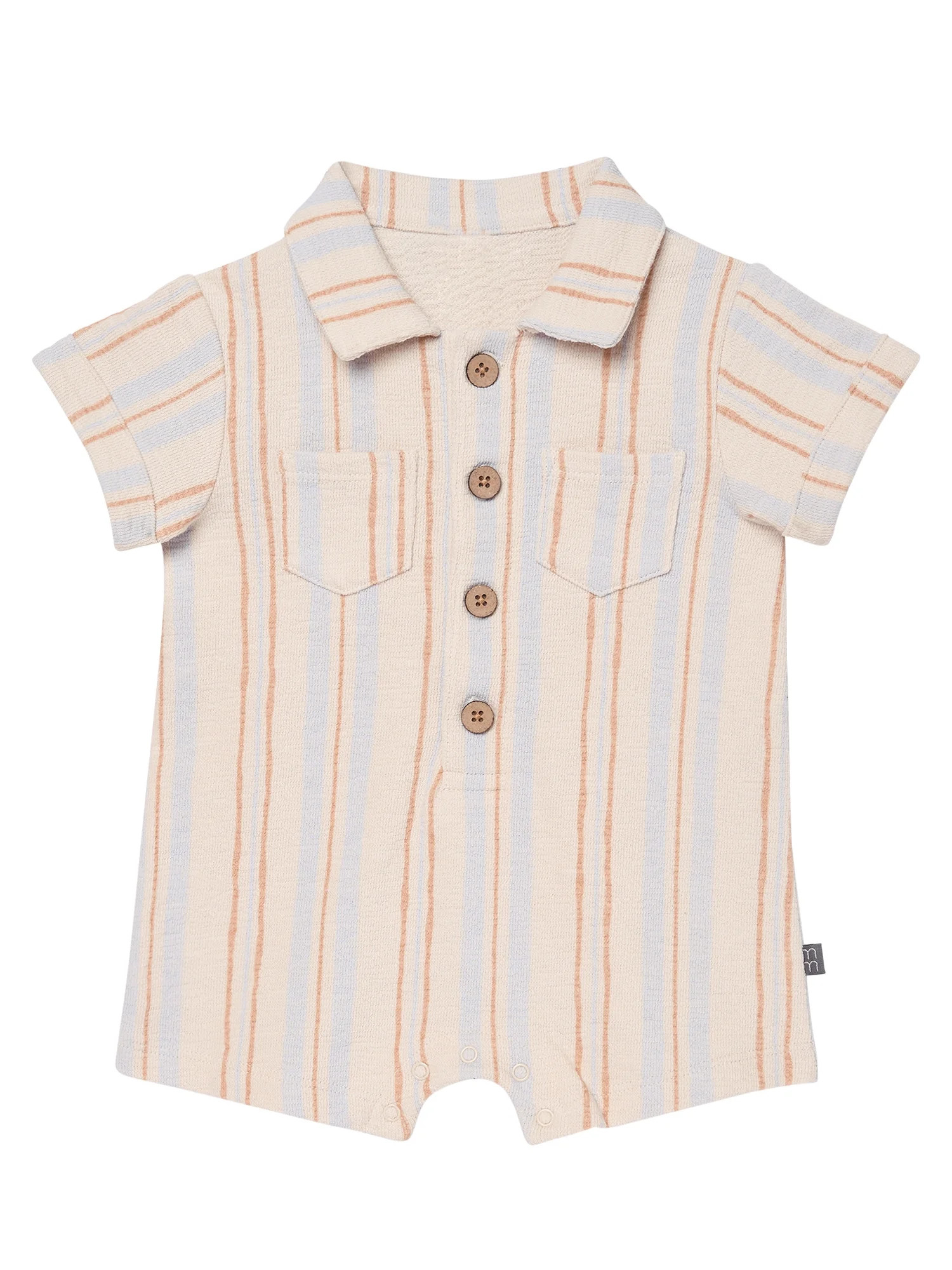 Modern Moments by Gerber Baby Boy Slouch Henley Romper, Sizes 0/3 Months - 24 Months | Walmart (US)
