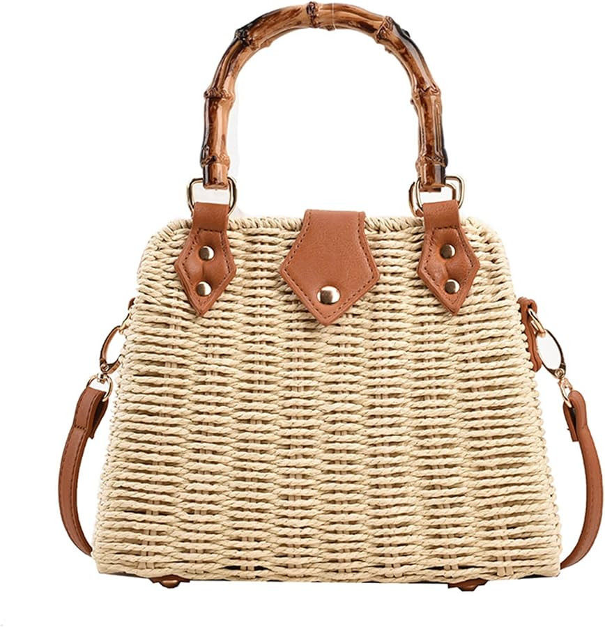 Straw Purses for Women Trendy Summer Woven Tote Bag Straw Basket Crossbody Wicker Purses and Hand... | Amazon (US)