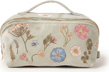 Pressed Flowers Velvet Open Flat Makeup Bag | Nordstrom