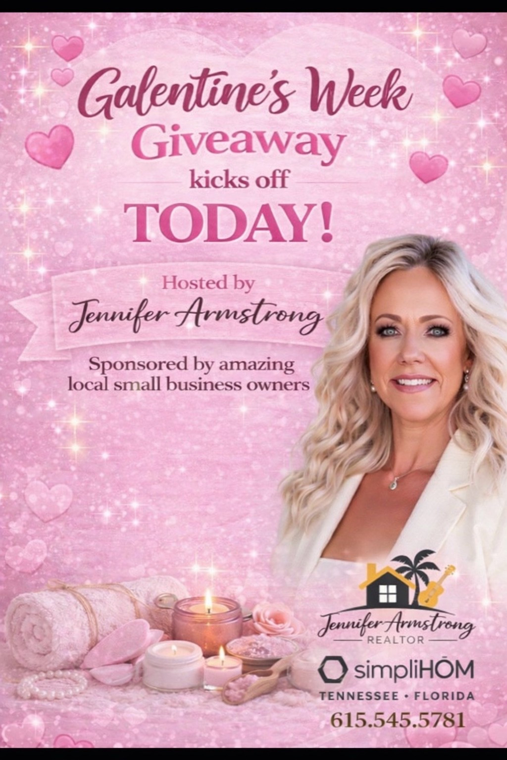 💖Galentine’s Week Giveaway is LIVE! 💖

It’s officially Galentine’s Week and I’ve teamed up with some amazing local businesses to give away fun prizes all week long 🎉

Each day features a different local business, and yes - you can enter one giveaway or ALL of them 👀💗

✨ This week’s featured giveaways include:
🤍 Mack Candle Company
🤍 Hair by Kait
🤍 White House Snack Shack
🤍 Studio Boss
🤍 Wix Boutique
🤍 Jennifer Armstrong – Spring Photoshoot - Terri Campbell Photography 

👉 How to enter:
✔️ Follow my pages (each follow = entry!)
✔️ Like, tag friends & share the giveaway post
✔️ Bonus entries for following featured local businesses
✔️ Complete the Google entry form (required to win!)

🔗 Enter here:

https://docs.google.com/forms/d/e/1FAIpQLSfo2w3q5u_Rh6kCauexheUfbHxa0-uuHqMDVlQK6nya4NIQrQ/viewform

✨ Stay tuned — I’ll be highlighting today’s giveaway shortly! ✨

Winners will be announced throughout the week, so make sure you’re following along 💕

Let’s celebrate friendship, fun, and supporting local this Galentine’s Week! ✨💖