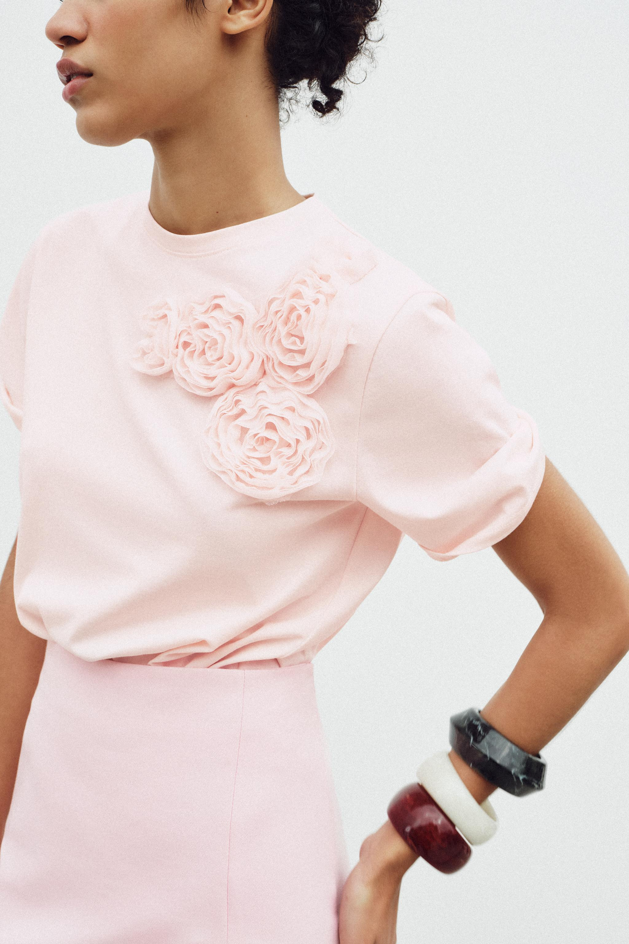 FLOWER T-SHIRT Pink White Yellow | Zara US