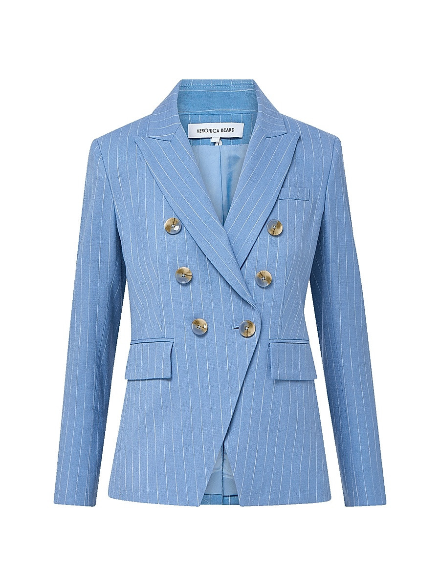 Women's Miller Pinstriped Double-Breasted Dickey Jacket - Blue Jay Dove - Size 0 | Saks Fifth Avenue